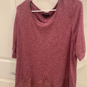 Lane Bryant blush top. 18/20, hardly worn Lace pattern at the bottom, 3/4 sleeve